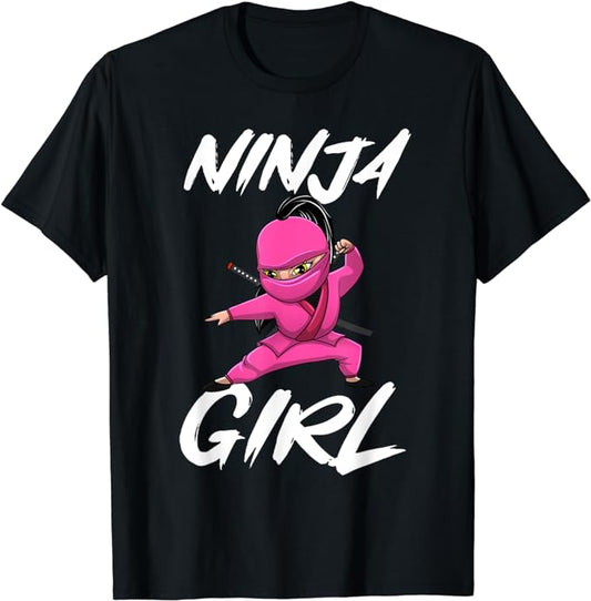 Unisex-Ninja Girl Black T Shirt