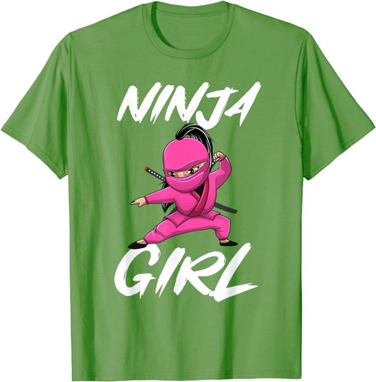 Unisex-Ninja Girl Green T Shirt